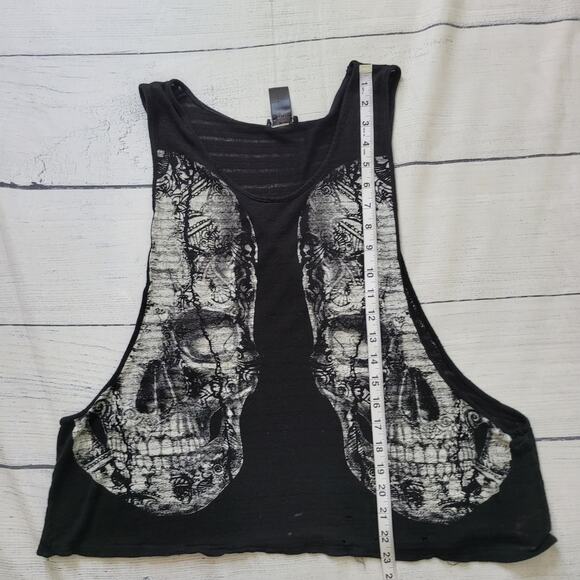Hot Topic Size EST M Skeleton Skull Open Side Sleeveless Sheer Tank Goth Punk - Picture 5 of 9